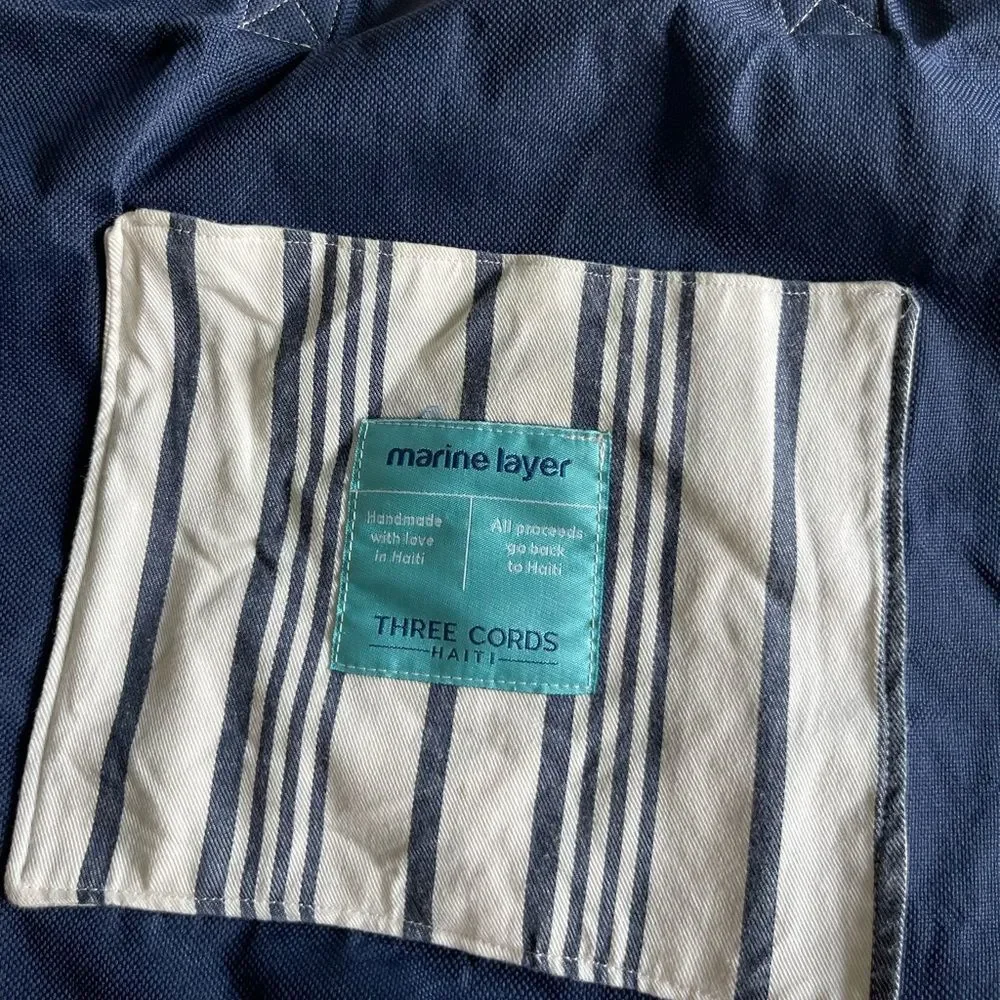 Three Cords x Marine Layer Reversible Tote in White/Blue Stripe